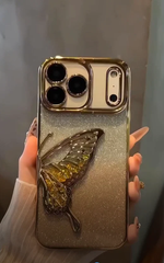 Premium Butterfly Glitter Case With Glitter Lens For Camera Protection
