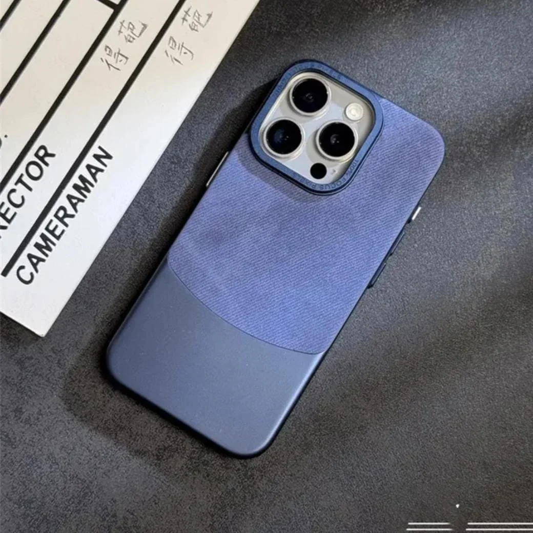 Premium Two Tone Colour Velvet Touch Denim Case