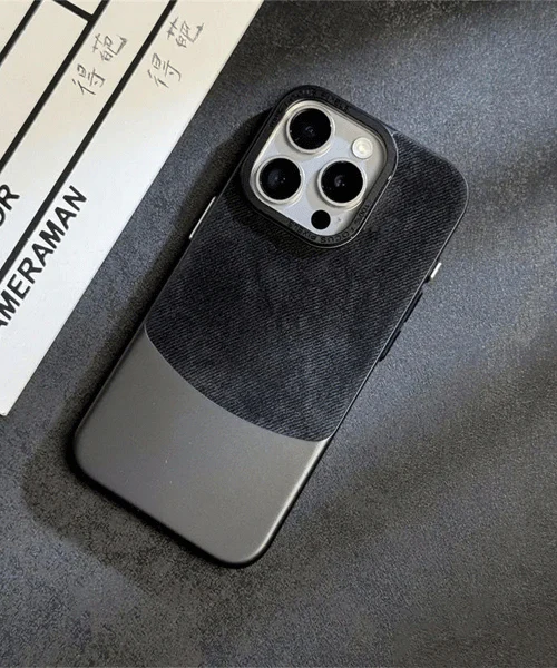 Premium Two Tone Colour Velvet Touch Denim Case