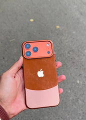 Premium Two Tone Colour Velvet Touch Denim Case With Apple Logo