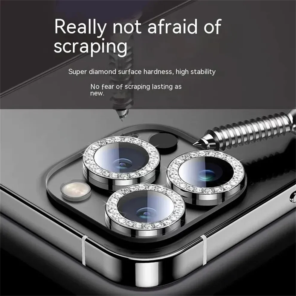 Glitter Camera Lens Metal Ring  Protector Glass